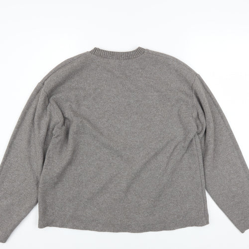 Zara Women Grey Crew Neck Long Sleeve Pullover Jumper Size 12