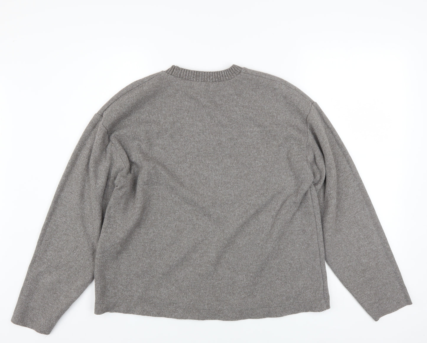 Zara Women Grey Crew Neck Long Sleeve Pullover Jumper Size 12