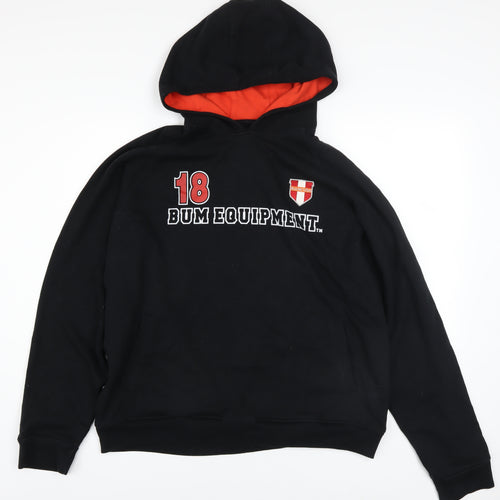 B.U.M. Equipment Men’s Black Pullover Hoodie L Retro College Logo