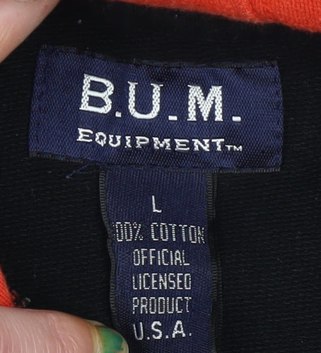 B.U.M. Equipment Men’s Black Pullover Hoodie L Retro College Logo