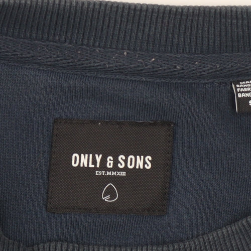 Only & Sons Men’s Blue Crew Neck Pullover Sweatshirt Size S