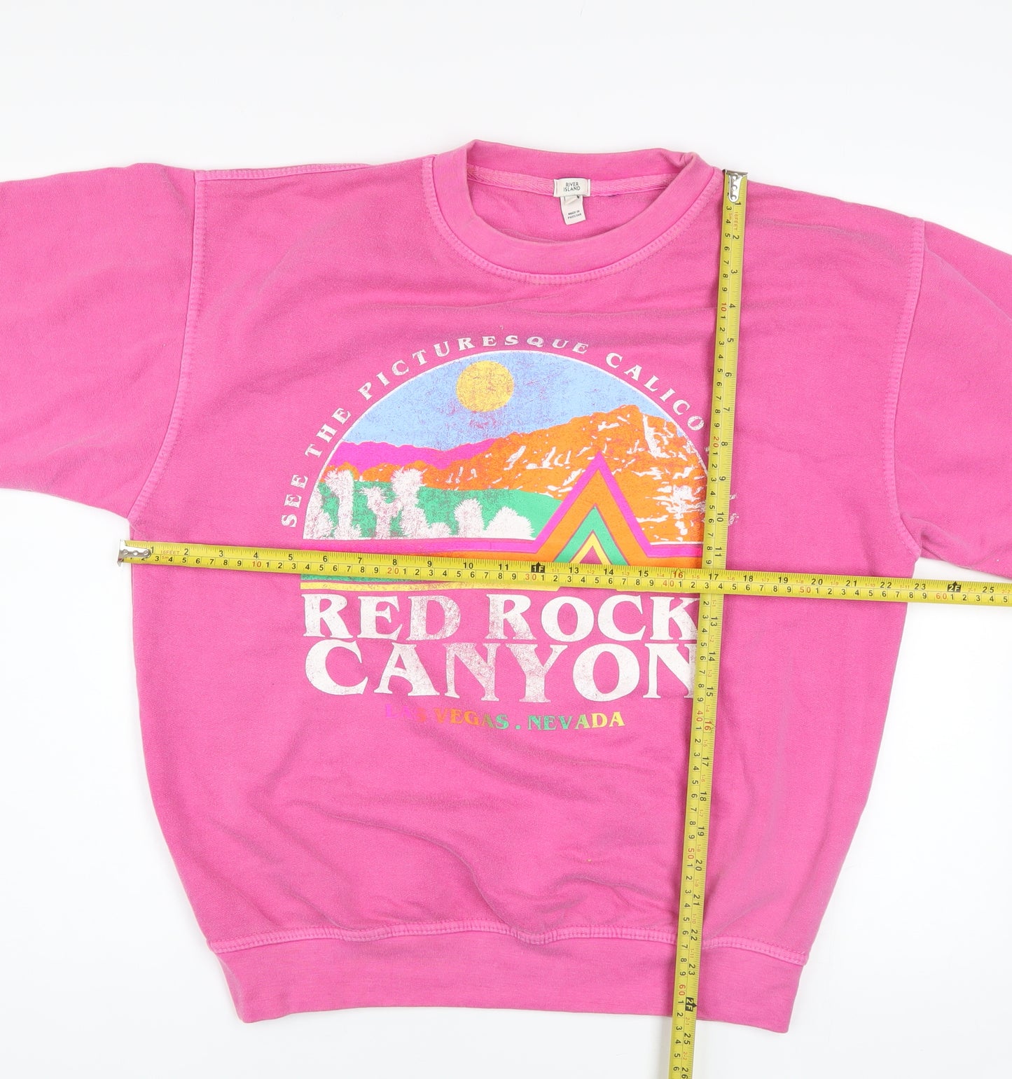 River Island Womens Pink Red Rock Canyon Pullover Sweatshirt S