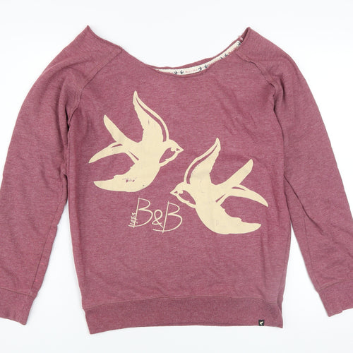 Blonde + Blonde Womens Purple Sweatshirt Size 10 Cotton Blend Bird Print