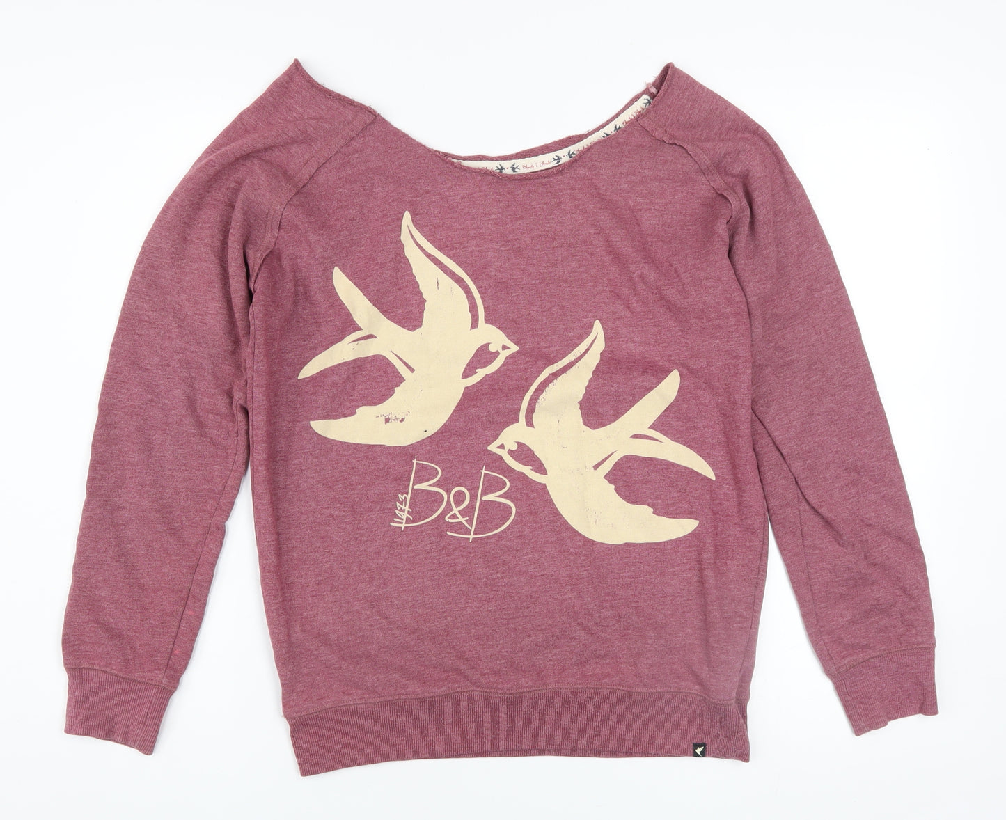 Blonde + Blonde Womens Purple Sweatshirt Size 10 Cotton Blend Bird Print