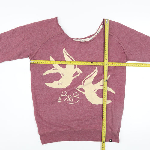 Blonde + Blonde Womens Purple Sweatshirt Size 10 Cotton Blend Bird Print