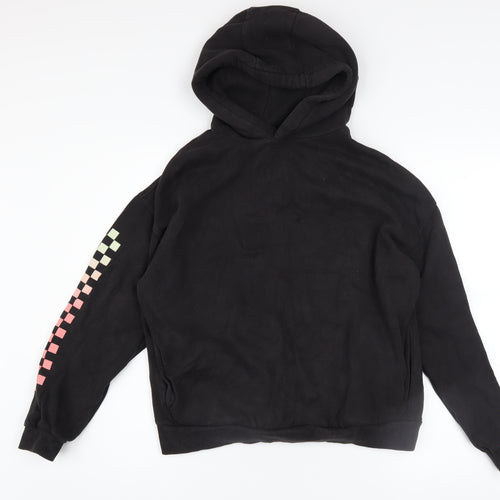 Marks and Spencer Boys Black Hoodie 13-14 Years Graphic Print Pullover