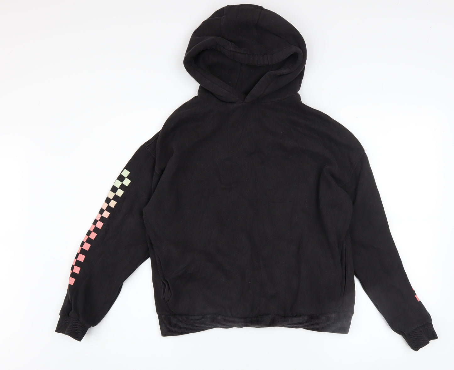 Marks and Spencer Boys Black Hoodie 13-14 Years Graphic Print Pullover
