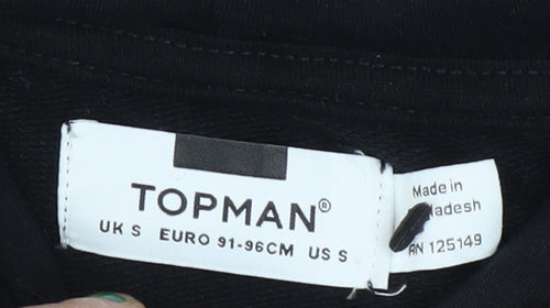 Topman Men’s Black Pullover Hoodie Size S Regular Fit
