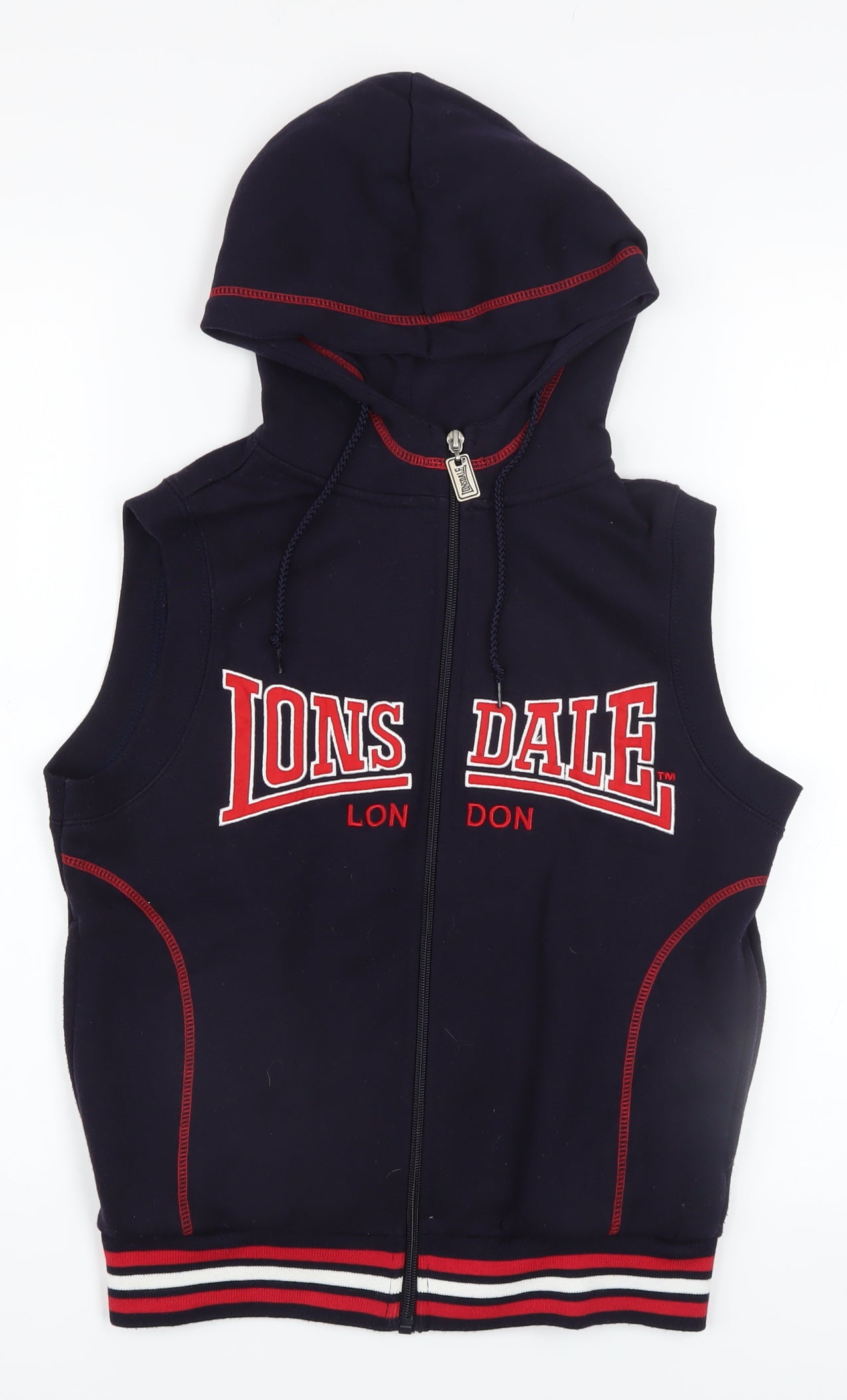 Lonsdale Boys Blue Sleeveless Full Zip Hooded Vest Hoodie 10 Years