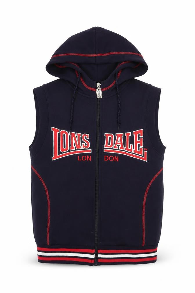 Lonsdale Boys Blue Sleeveless Full Zip Hooded Vest Hoodie 10 Years
