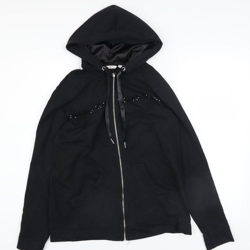 Punt Roma Women's Black Sequin Full Zip Hoodie Size S