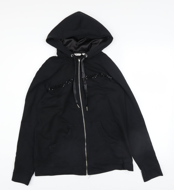 Punt Roma Women's Black Sequin Full Zip Hoodie Size S