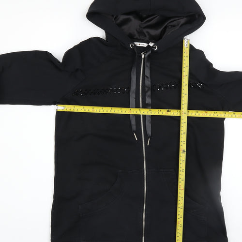 Punt Roma Women's Black Sequin Full Zip Hoodie Size S