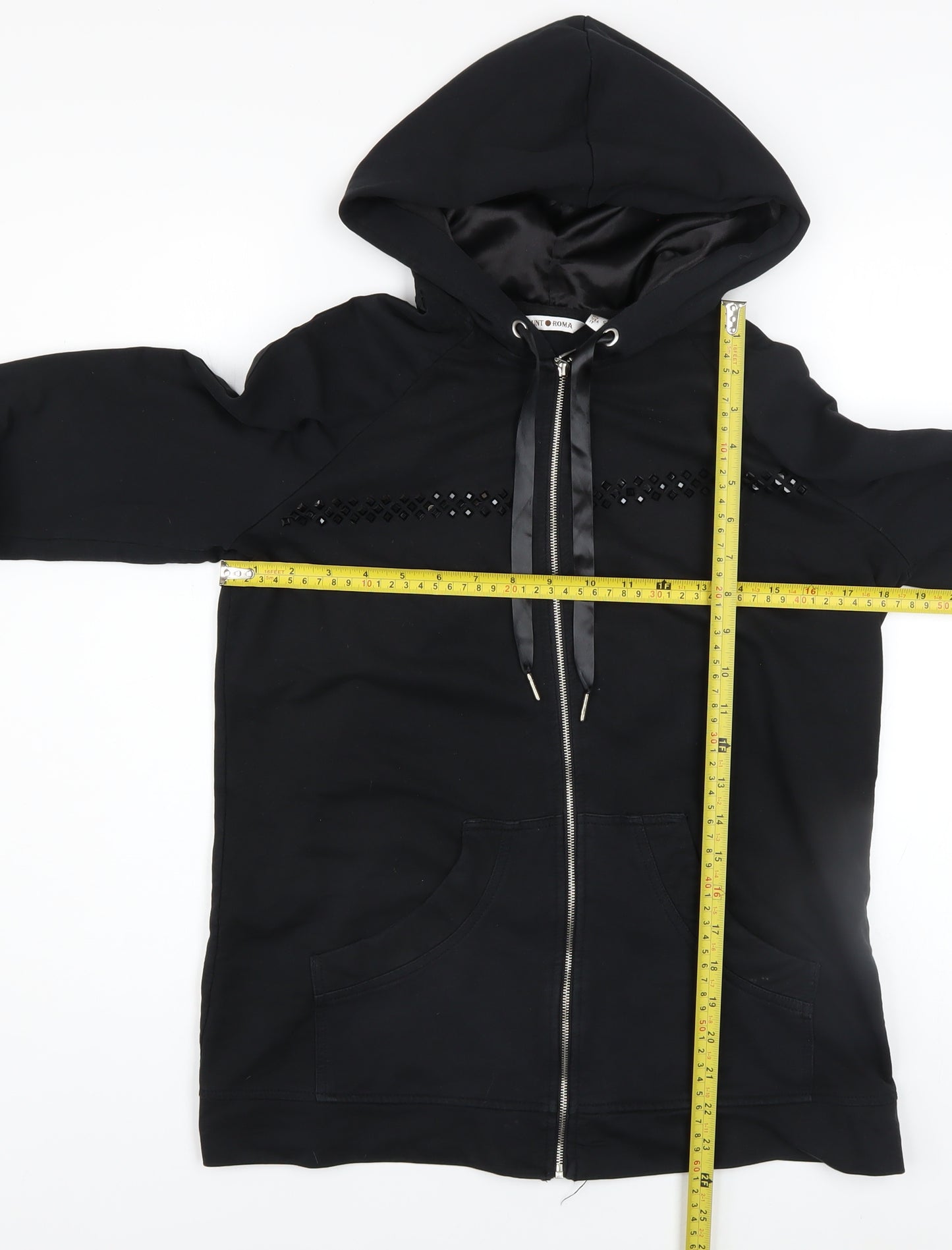 Punt Roma Women's Black Sequin Full Zip Hoodie Size S