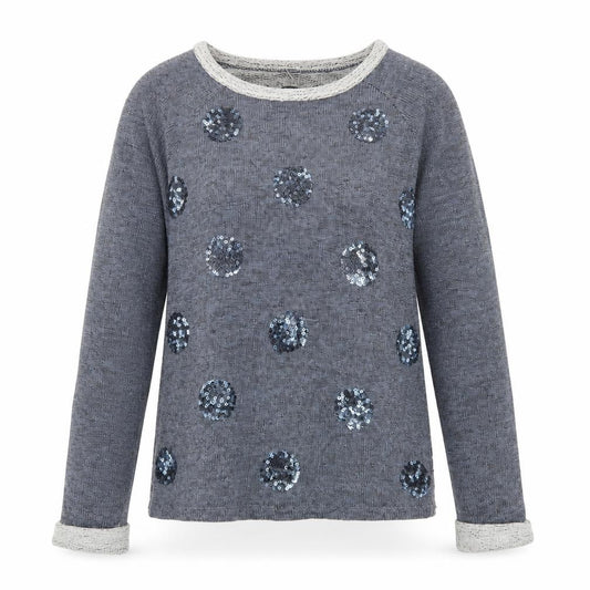Front view of Next Women’s Grey Sequin Polka Dot Knit Jumper, size UK 6