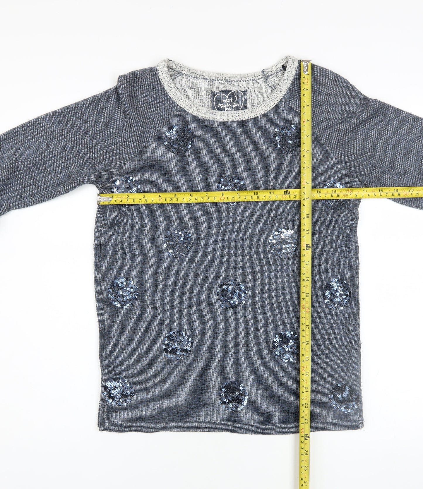 Next Women’s Grey Sequin Polka Dot Knit Jumper Size 6