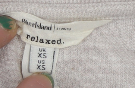 River Island Women’s Beige Relaxed Sweatshirt XS Cotton Blend