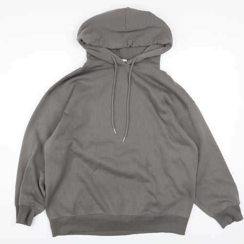 GU Men's Grey Pullover Hoodie Size L Regular Fit Fleece Cotton Blend