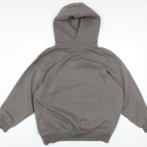 GU Men's Grey Pullover Hoodie Size L Regular Fit Fleece Cotton Blend