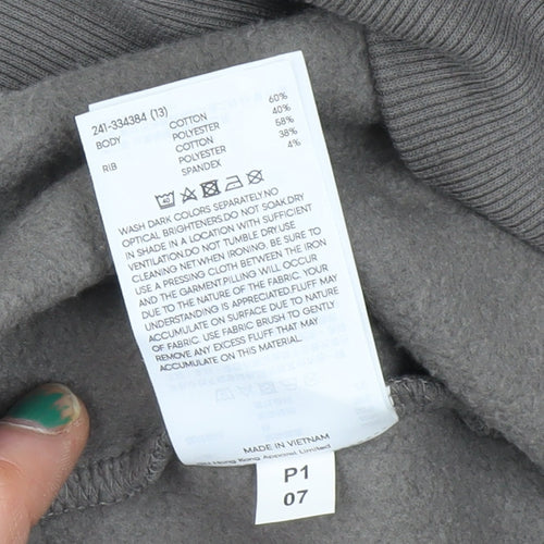GU Men's Grey Pullover Hoodie Size L Regular Fit Fleece Cotton Blend