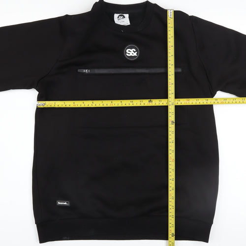 Seams& Boys Black Crew Neck Pullover Sweatshirt 15 Years Zip Detail