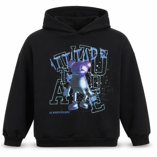 Marks and Spencer Boys Black Pullover Hoodie 13-14 Years Graphic Print Cotton Blend