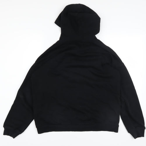 Marks and Spencer Boys Black Pullover Hoodie 13-14 Years Graphic Print Cotton Blend