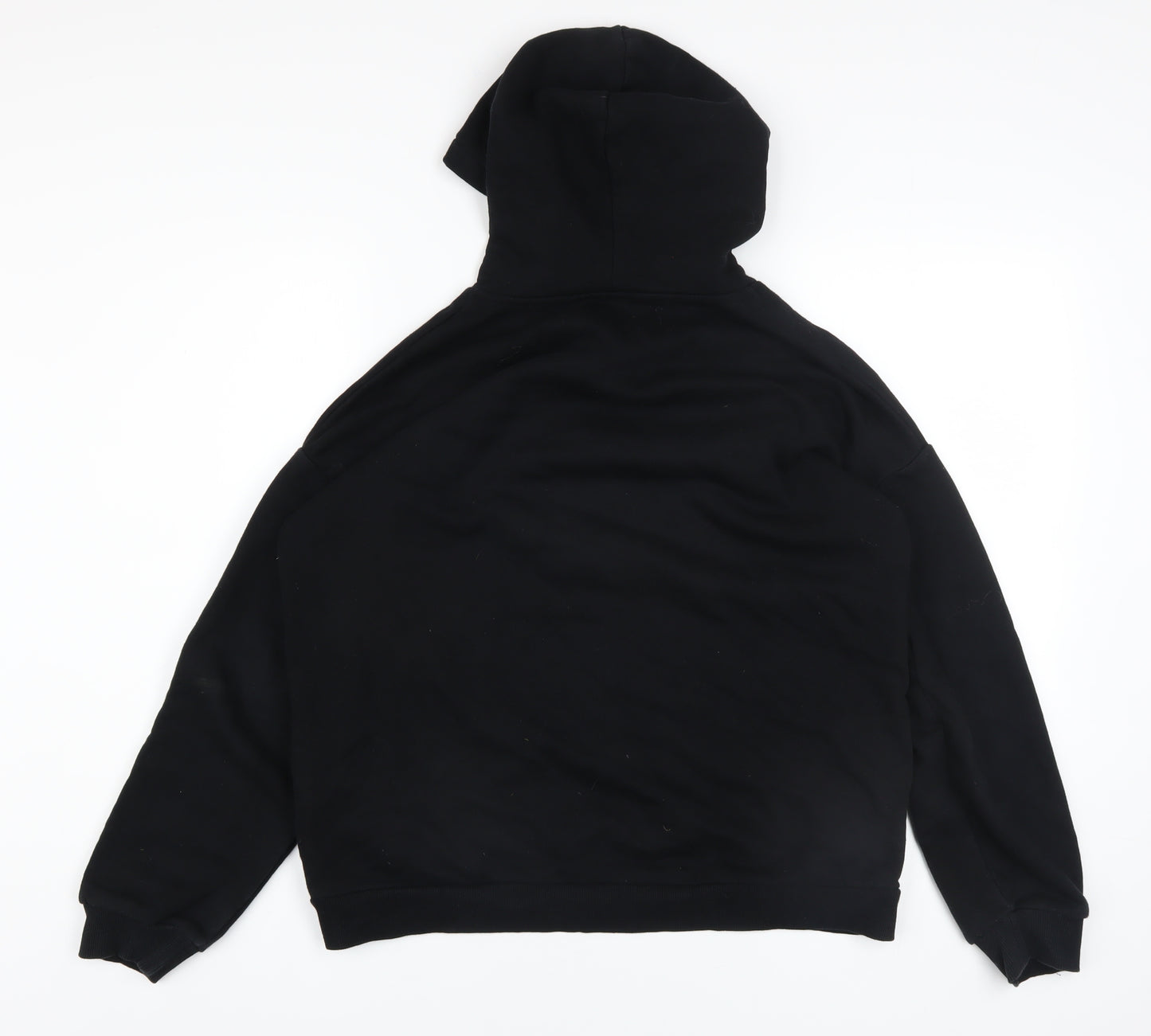 Marks and Spencer Boys Black Pullover Hoodie 13-14 Years Graphic Print Cotton Blend