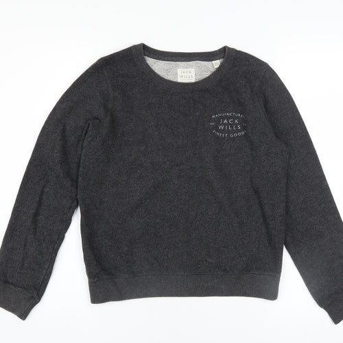 Jack Wills Women's Charcoal Grey Pullover Sweatshirt UK 6 Cotton