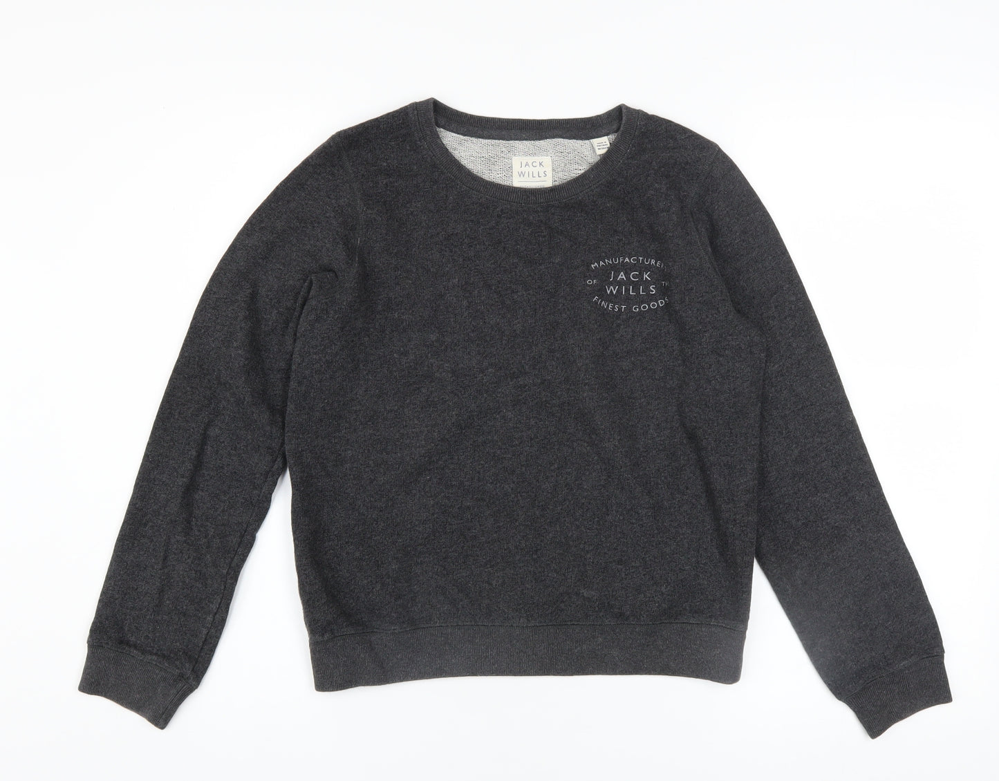 Jack Wills Women's Charcoal Grey Pullover Sweatshirt UK 6 Cotton