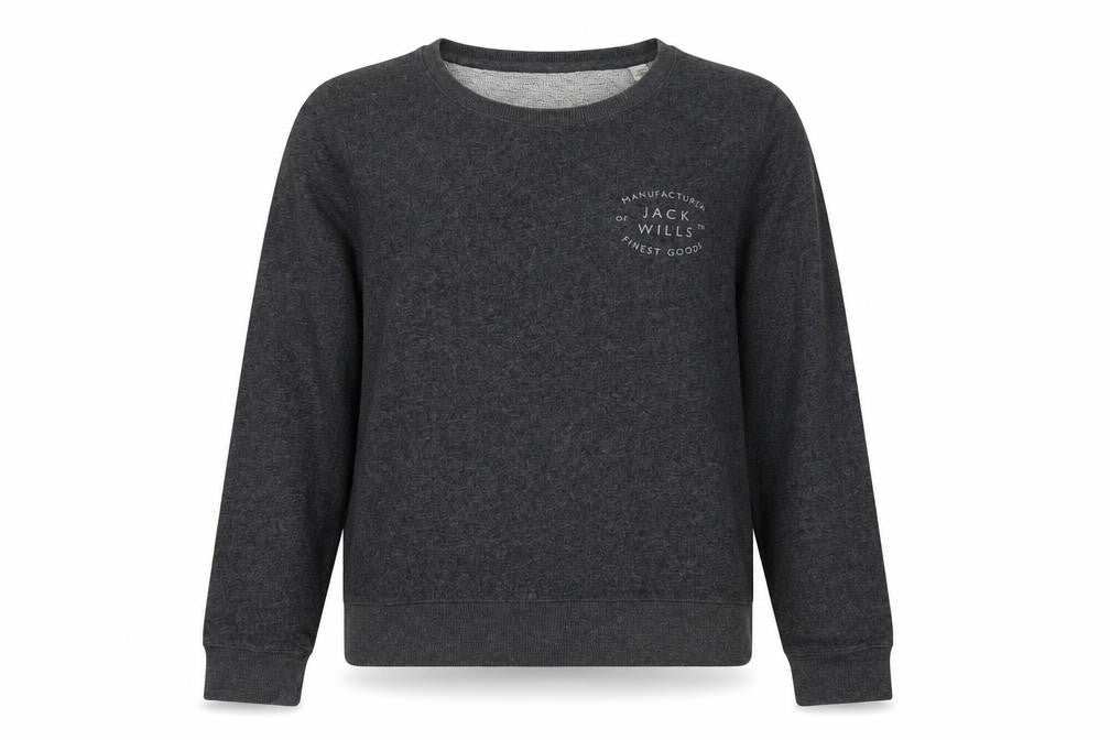 Front view of Jack Wills Women's Charcoal Grey Pullover Sweatshirt UK 6 Cotton