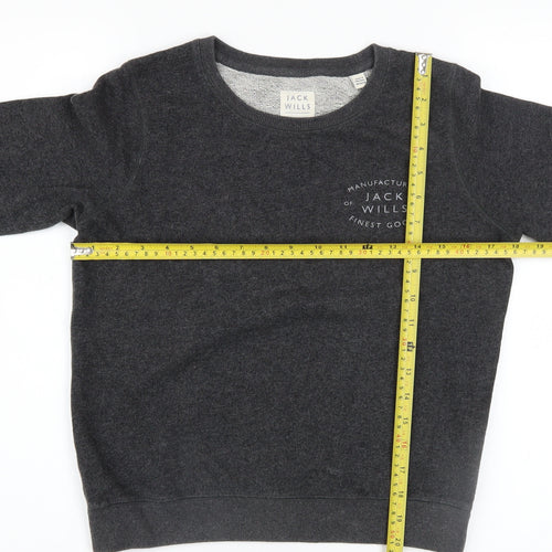 Jack Wills Women's Charcoal Grey Pullover Sweatshirt UK 6 Cotton