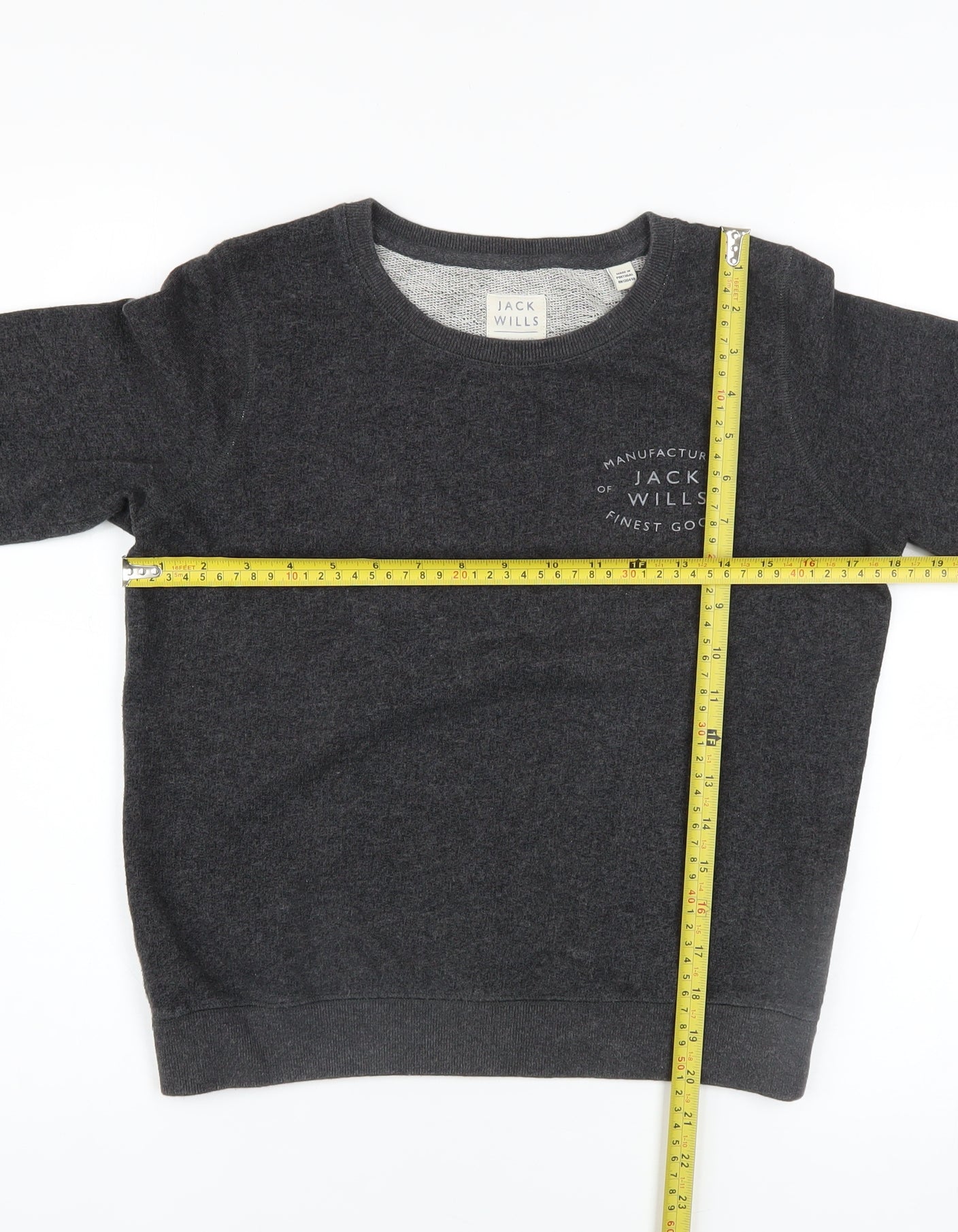 Jack Wills Women's Charcoal Grey Pullover Sweatshirt UK 6 Cotton