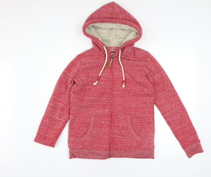 FatFace Women Red Full Zip Hoodie Sherpa Lined Size 8