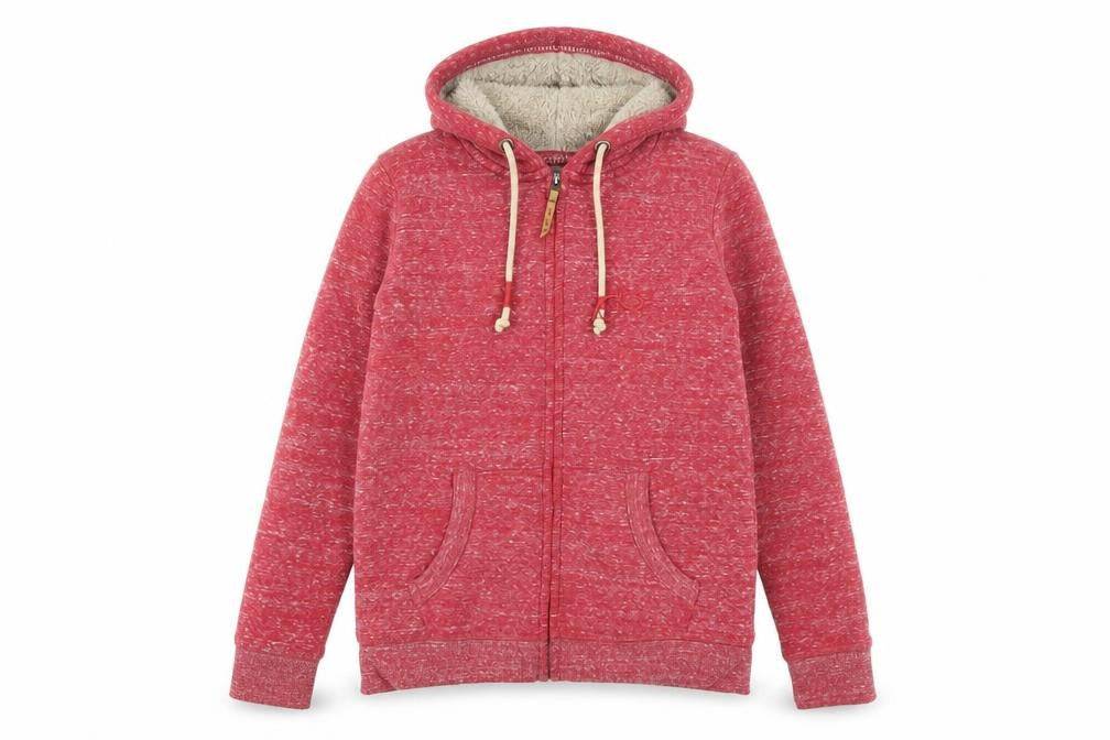 FatFace Women Red Full Zip Hoodie Sherpa Lined Size 8