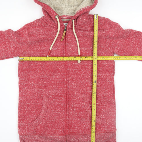 FatFace Women Red Full Zip Hoodie Sherpa Lined Size 8