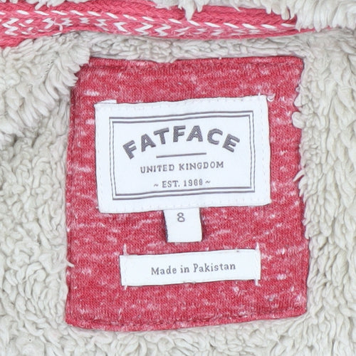FatFace Women Red Full Zip Hoodie Sherpa Lined Size 8