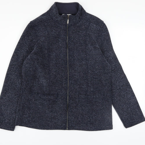 Marks and Spencer Women's Blue Full Zip High Neck Jumper Size 12