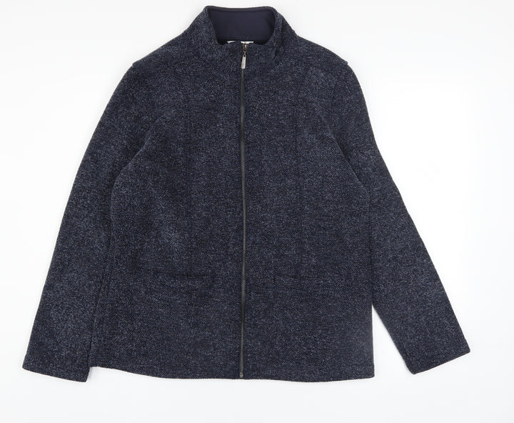 Marks and Spencer Women's Blue Full Zip High Neck Jumper Size 12