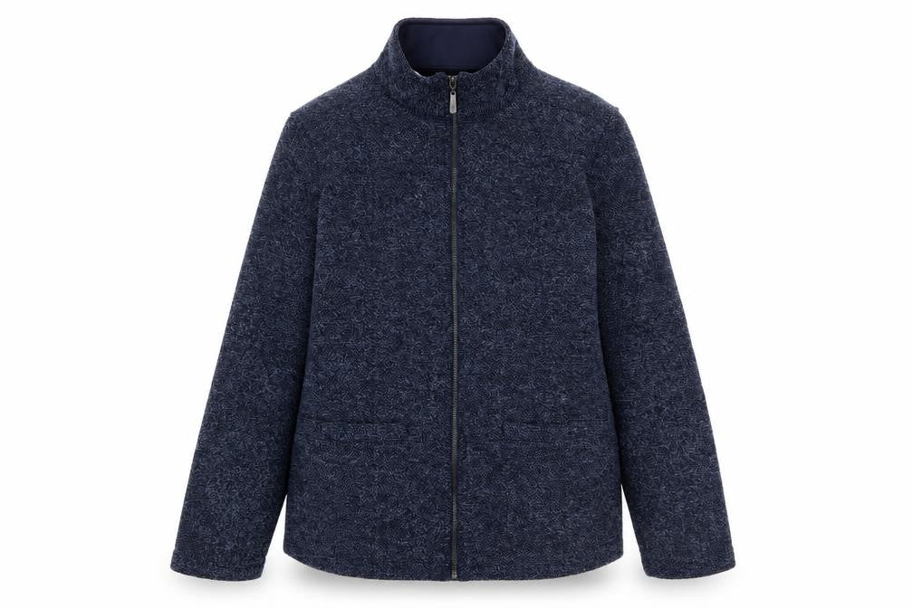 Front view of Marks & Spencer Women's Blue Full Zip High Neck Jumper, size 12