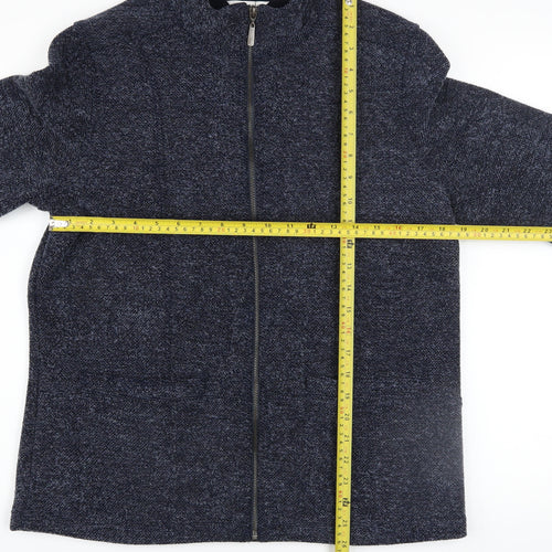 Marks and Spencer Women's Blue Full Zip High Neck Jumper Size 12
