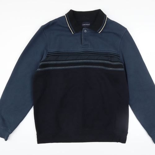 Tom Hagan Men's Blue Collared Henley Sweatshirt Size M