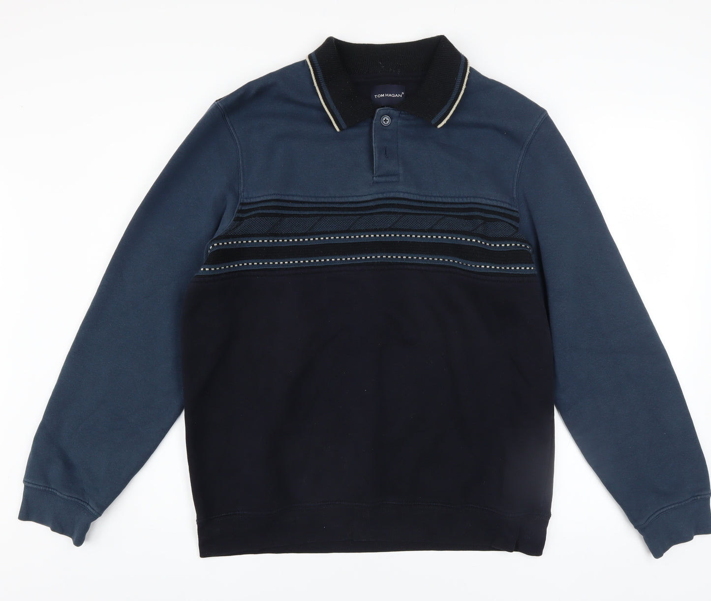 Tom Hagan Men's Blue Collared Henley Sweatshirt Size M