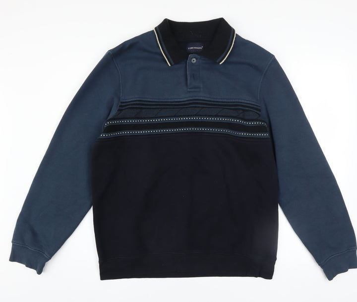 Tom Hagan Men's Blue Collared Henley Sweatshirt Size M