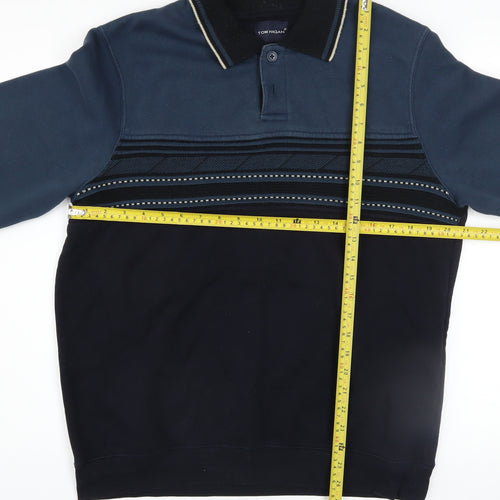 Tom Hagan Men's Blue Collared Henley Sweatshirt Size M
