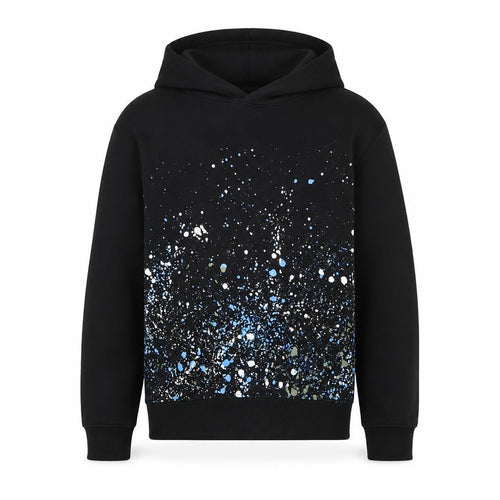 H&M Boys Black Hoodie 8-10 Years Pullover Graphic Print Cotton Blend