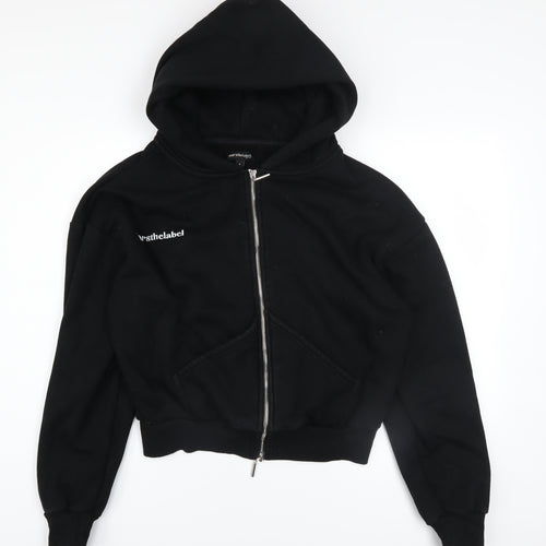 Mars The Label Women's Black Full Zip Hoodie Size S Polyester Cotton