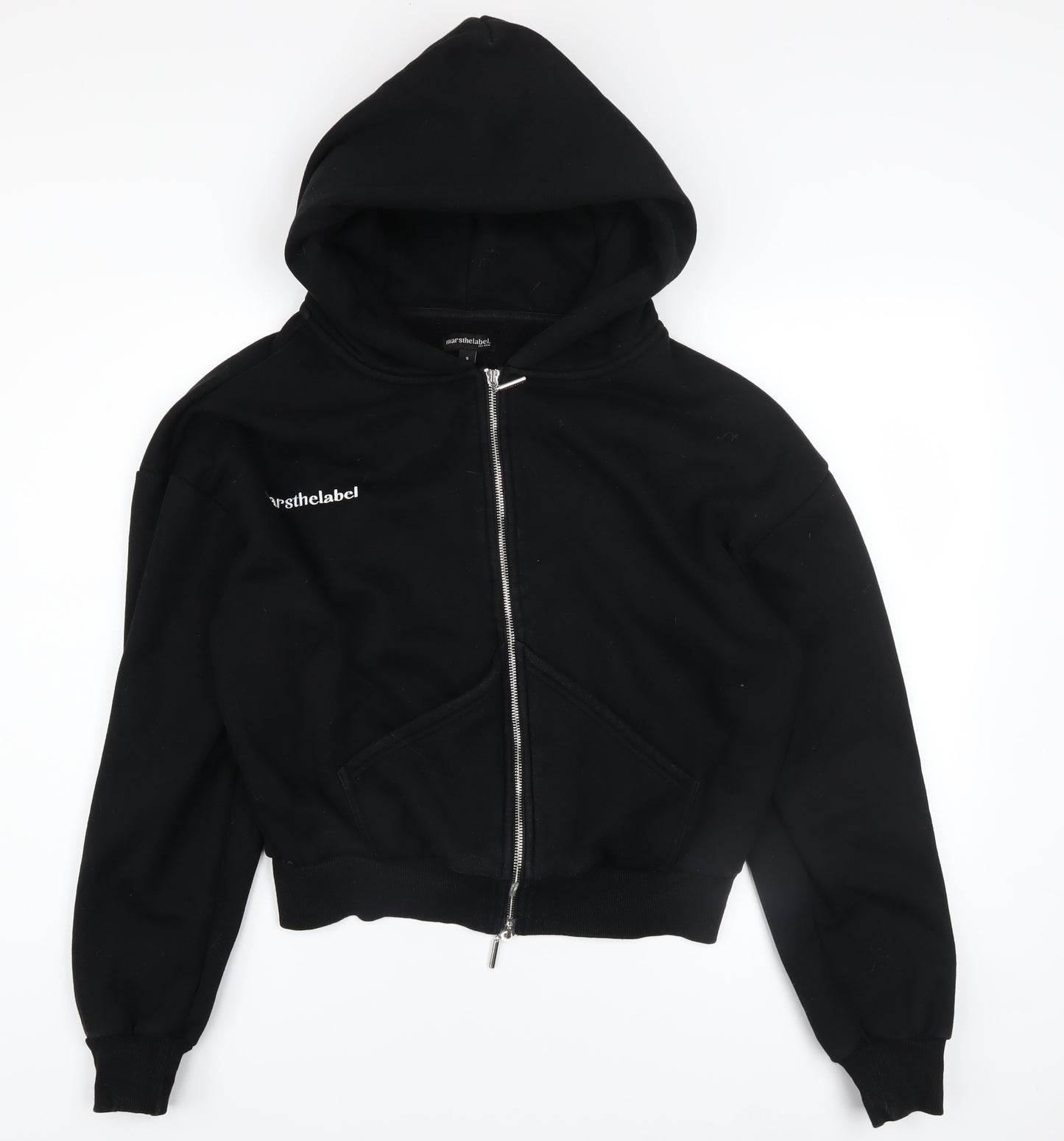 Mars The Label Women's Black Full Zip Hoodie Size S Polyester Cotton