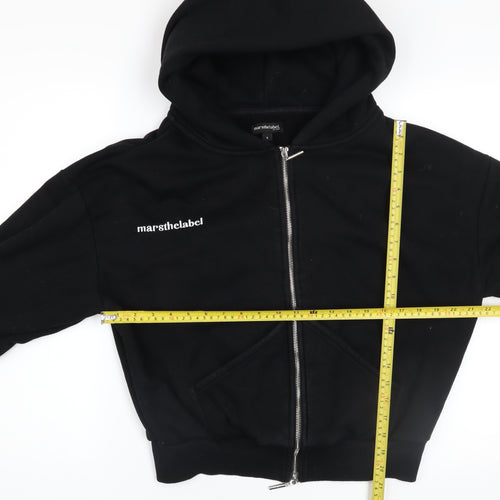 Mars The Label Women's Black Full Zip Hoodie Size S Polyester Cotton