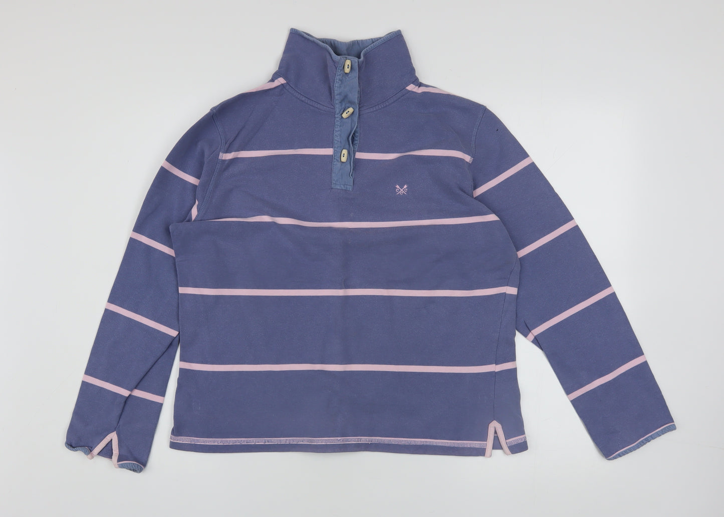 Crew Clothing Co Women’s Purple Striped Henley Sweatshirt Size 14 Cotton